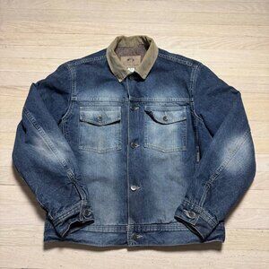 Vintage 90s Wind River Denim Jacket Corduroy Collar Plaid Lined Medium Canada